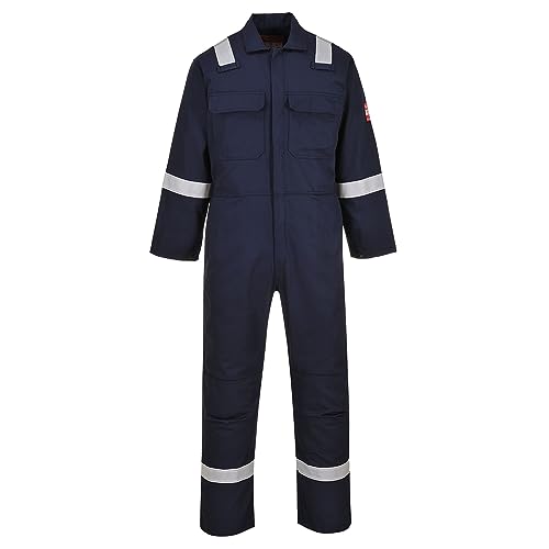 Portwest BIZ5 Herren Flammenresistenter Reflektierender Overall Bizweld Iona FR Marineblau, XL von Portwest