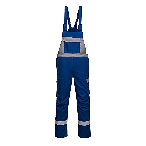 Portwest - Bizflame Ultra Arbeitslatzhose mit Latzhose, zweifarbig, feuerbeständig, Königsblau/Grau – M von Portwest