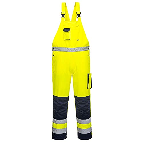 Portwest Dijon Warnschutz-Latzhose, Größe: M, Farbe: Gelb/Marine, TX52YNRM von Portwest
