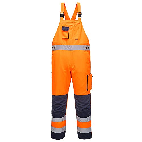 Portwest Dijon Warnschutz-Latzhose, Größe: M, Farbe: Orange/Marine, TX52ONRM von Portwest