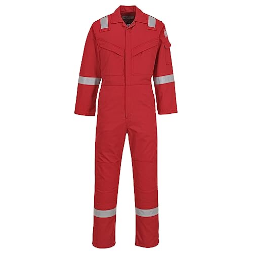 Portwest FR50 Herren Reflektierende Flammenbeständige FR-Antistatische Overallbogen-Beweis-Overalls 350g Rot, M von Portwest