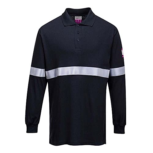 Portwest Flammhemmendes, antistatisches Langarm Poloshirt mit Reflektionsstreifen, Größe: XL, Farbe: Marine, FR03NARXL von Portwest