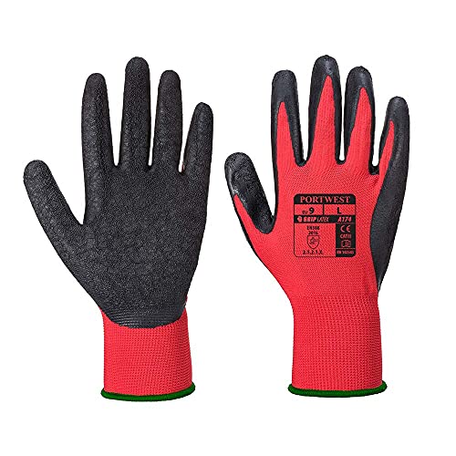 Portwest Flex Grip Latex Handschuh, Größe: L, Farbe: Rot/Schwarz, A174R8RL von Portwest