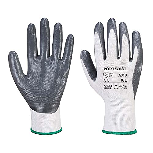 Portwest Flexo Grip Nitril Handschuh , Größe: XXL, Farbe: Grau/Weiß, A310GRWXXL von Portwest