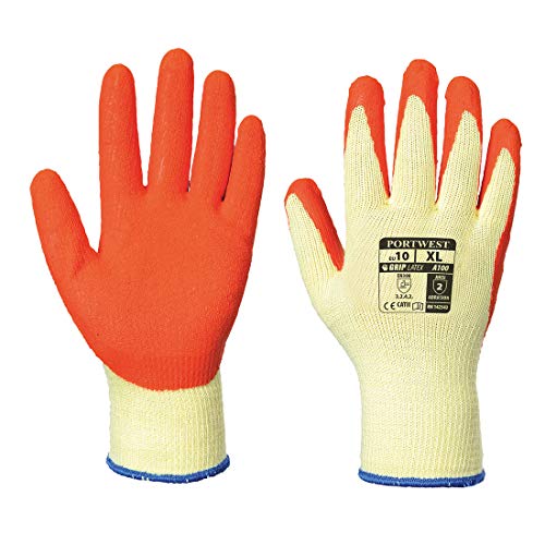 Portwest Grip Latex-Handschuh, Größe: L, Farbe: Orange, A100ORRL von Portwest