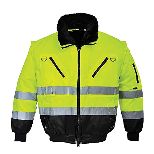 Portwest Hi-Vis Warnschutz 3-in-1 Pilotjacke, Größe: L, Farbe: Gelb/Schwarz, PJ50YBRL von Portwest