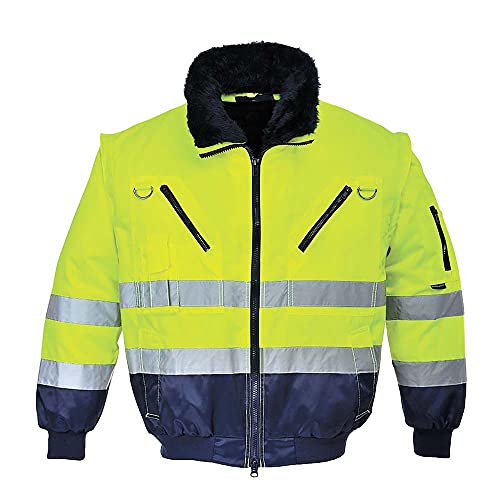 Portwest Hi-Vis Warnschutz 3-in-1 Pilotjacke, Größe: M, Farbe: Gelb/Marine, PJ50YNRM von Portwest