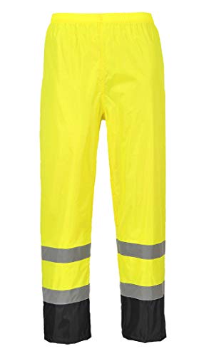 Portwest Klassische Kontrast Warnschutz-Regenhose, Größe: 6XL, Farbe: Gelb/Schwarz, H444YBR6XL von Portwest