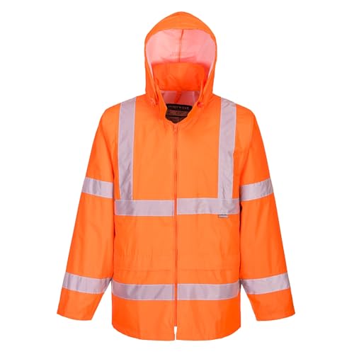 Portwest Klassische Kontrast Warnschutz-Regenjacke, Größe: M, Farbe: Orange/Marine, H443ONRM von Portwest