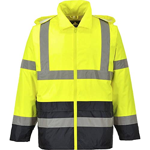 Portwest Klassische Kontrast Warnschutz-Regenjacke, Größe: XL, Farbe: Gelb/Schwarz, H443YBRXL von Portwest