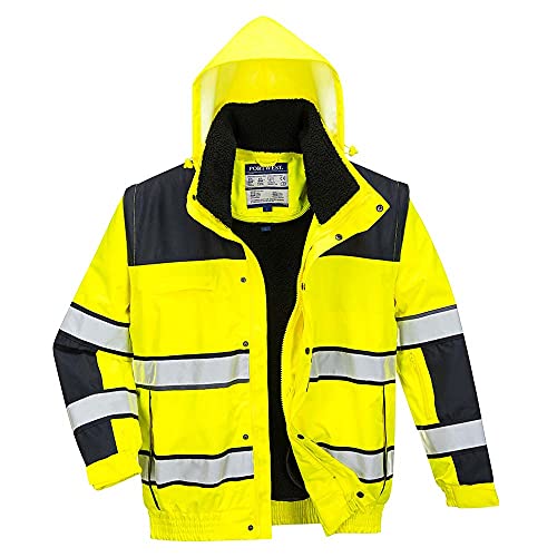 Portwest Klassische Warnschutz-Pilotjacke, Größe: 4XL, Farbe: Gelb/Schwarz, C466YBR4XL von Portwest