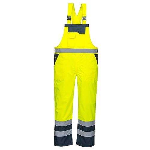 Portwest Kontrast Latzhose - ungefüttert, Größe: 5XL, Farbe: Gelb/Marine, S488YNR5XL von Portwest