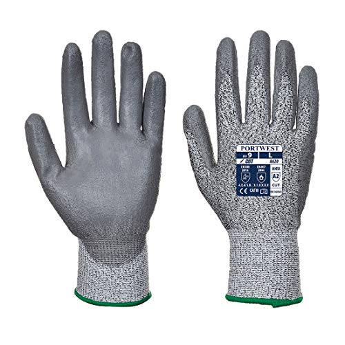 Portwest LR Cut PU Palm Glove, Color: Grey, Size: S, A620GRRS von Portwest