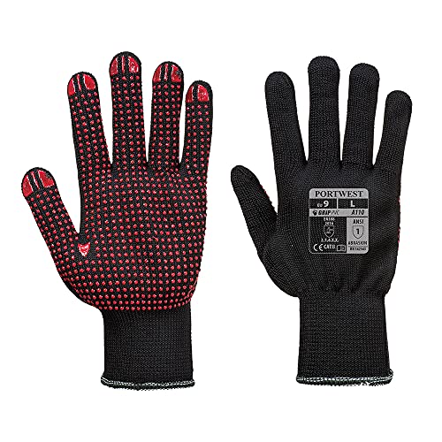 Portwest PVC Noppen-Handschuh, Größe: S, Farbe: Schwarz, A110BKRS von Portwest