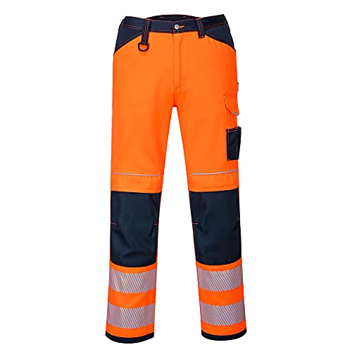 Portwest PW3 Warnschutz-Arbeitshose, Größe: 30, Farbe: Orange/Marine, PW340ONR30 von Portwest