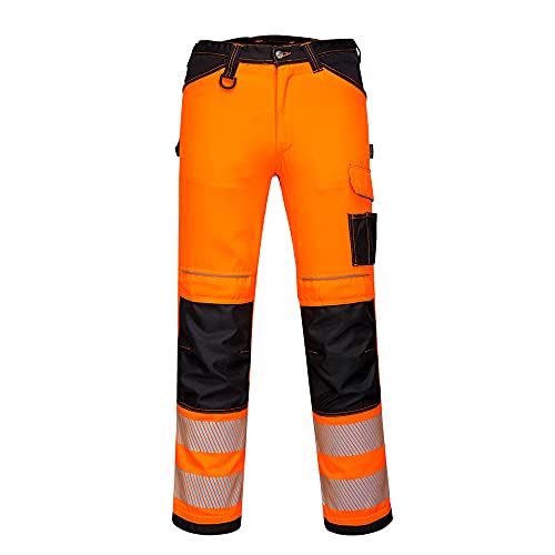 Portwest PW3 Warnschutz-Arbeitshose, Größe: 30, Farbe: Orange/Schwarz Short, PW340OBS30 von Portwest