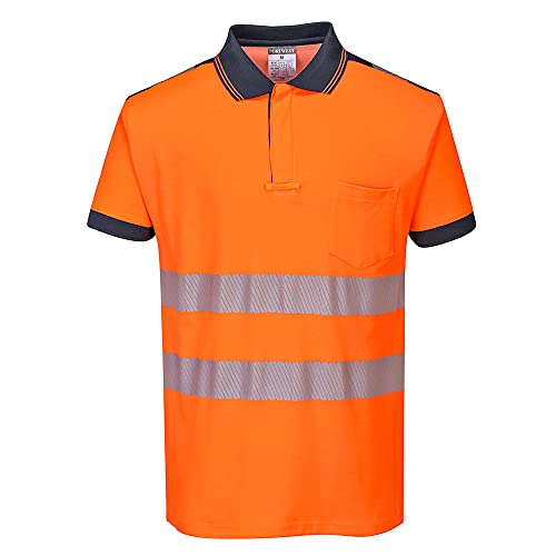 Portwest PW3 Warnschutz-Poloshirt, Größe: L, Farbe: Orange/Marine, T180ONRL von Portwest