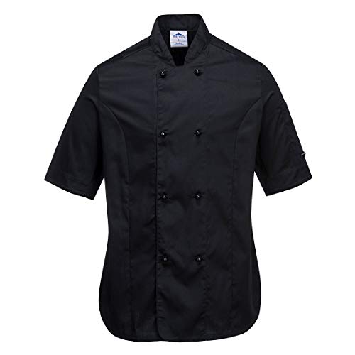 Portwest Rachel Damen Chefs Jacke kurzarm, Größe: XXL, Farbe: Schwarz, C737BKRXXL Portwest Rachel Damen Chefs Jacke kurzarm, Größe: XXL, Farbe: Schwarz, C737BKRXXL von Portwest