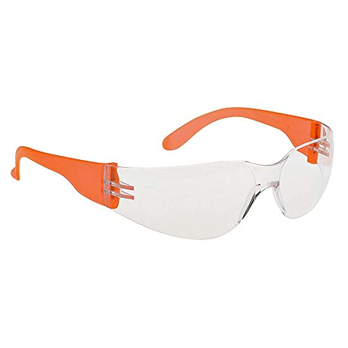 Portwest Rundum Schutzbrille, Größe: Einheitsgröße, Farbe: Klar/Orange Hi-Vis, PW32COH von Portwest