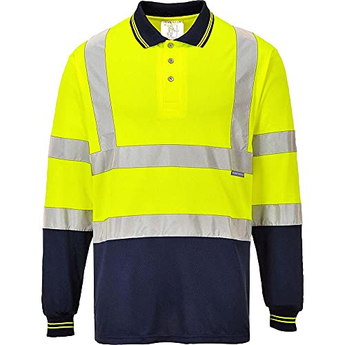 Portwest S279YNRS Poloshirt, langärmlig, zweifarbig, Größe S, Gelb/Marineblau von Portwest