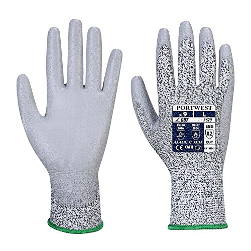 Portwest Vending VA620G7RM LR Cut PU Handflächenhandschuh, Größe: M, Farbe: Grau von Portwest