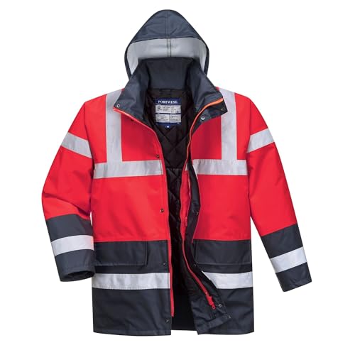Portwest Warnschutz Kontrast Traffic-Jacke, Größe: M, Farbe: Rot/Marine, S466RNRM von Portwest