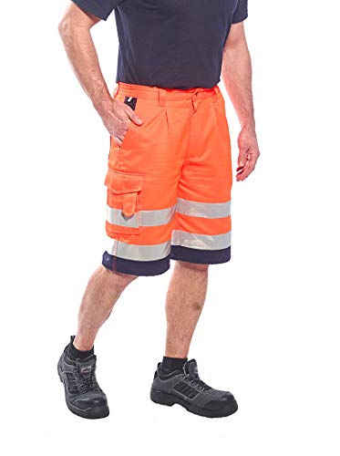 Portwest Warnschutz-Shorts aus Polyester-Baumwolle, Größe: S, Farbe: Orange/Marine, E043ONRS von Portwest