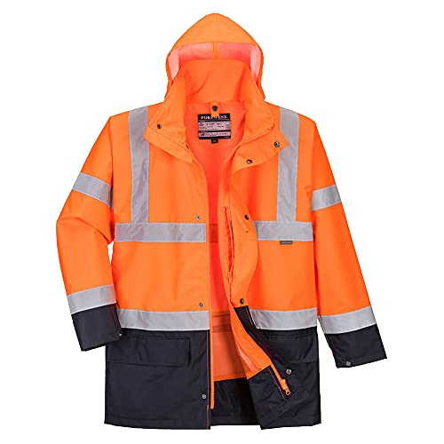 Portwest Winter Warnschutz Jacke 5-in-1, Größe: M, Farbe: Orange/Marine, S766ONRM von Portwest