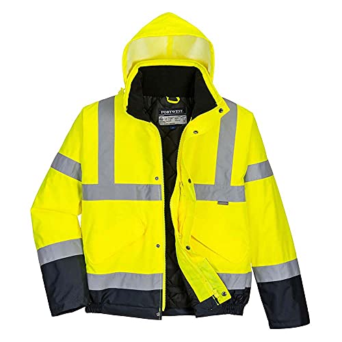 Portwest Zweifarbige Warnschutz Pilotjacke, Größe: L, Farbe: Gelb/Marine, S266YNRL von Portwest