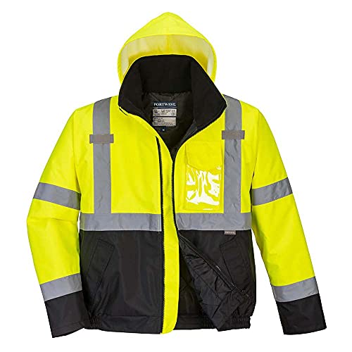 Portwest Zweifarbige Warnschutz-Pilotjacke, Größe: M, Farbe: Gelb/Schwarz, S363YBRM von Portwest
