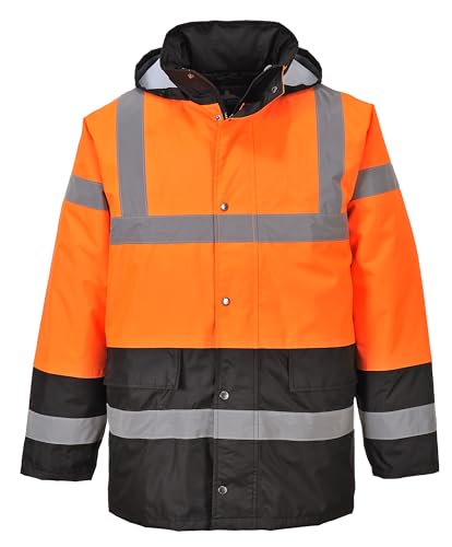 Portwest Zweifarbige Warnschutz-Verkehrs-Jacke, Größe: XL, Farbe: Orange/Schwarz, S467OBRXL von Portwest