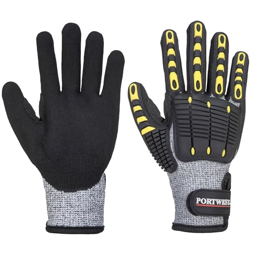 Portwest Anti Heat Cut Stoss-Schutz-Handschuh, Größe: M, Farbe: Grau/Schwarz, A722G8RM von Portwest
