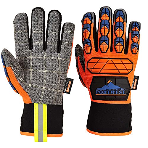 Portwest Aqua-Seal Pro Winter-Stoss-Schutz-Handschuh, Größe: L, Farbe: Orange/Blau, A726O4RL von Portwest