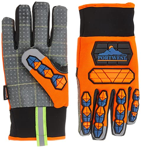 Portwest Aqua-Seal Pro Winter-Stoss-Schutz-Handschuh, Größe: XL, Farbe: Orange/Blau, A726O4RXL von Portwest