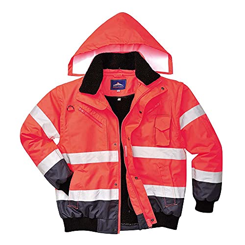 Portwest C465RNRXXL Bomberjacke, zweifarbig, hohe Sichtbarkeit, 3 in 1, Rot/Marineblau, XXL von Portwest