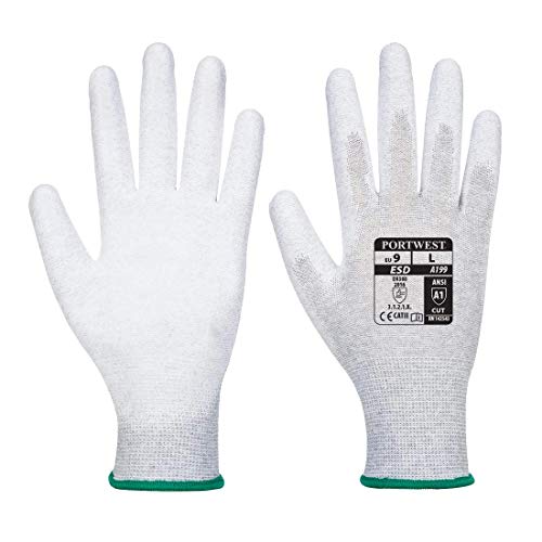 Portwest va199g7rxl Getränkeautomaten antistatisch PU Palm Handschuh, Regular, Größe: Large, Grau von Portwest