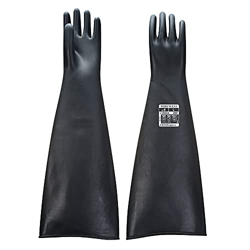 Portwest Schwerer Latex-Gummihandschuh 600mm, Größe: L, Farbe: Schwarz, A803BKRL von Portwest