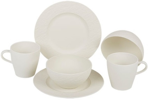 Villeroy & Boch Manufacture Rock Blanc Frühstücks-Set für 2 Personen / 6 Teile von Porzellan-Exklusiv