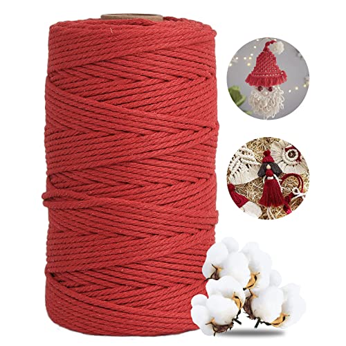 Posan Makramee Garn 3mm x 200m, Natur Baumwollgarn ohne Chemie, Macrame Cord für DIY Handwerk Basteln Wandbehang Blumenampel Pflanze Aufhänger Stricken von Posan