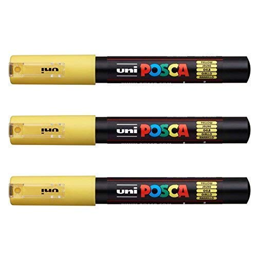 Posca PC-1M von Uni-Ball - Vollständige Palette von 22 Farben erhältlich! [3er-Packung] gelb von POSCA