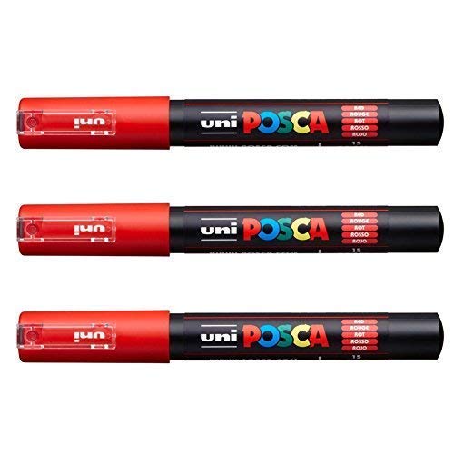 Posca PC-1M von Uni-Ball - Vollständige Palette von 22 Farben erhältlich! [3er-Packung] rot von POSCA