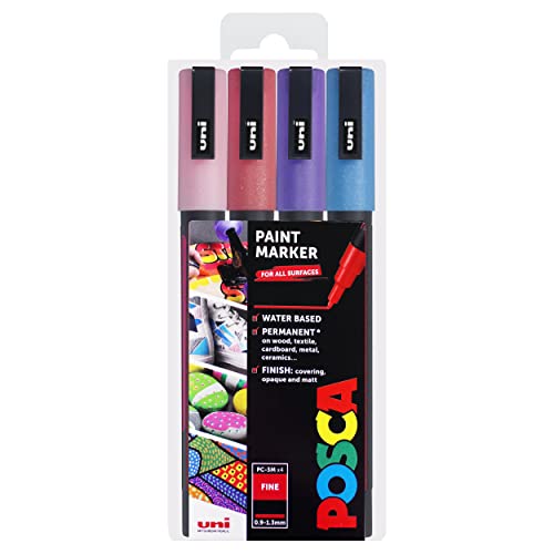 POSCA - PC-3ML Art Paint Markers - 4er-Set - im Plastiketui (Glitter Berry Tones) von POSCA