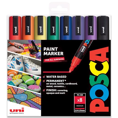 Posca - PC-5M - Farbmarker-Kunststifte - 1,8–2,5 mm - 8er-Set in Geschenkbox (Rainbow Tones) von POSCA