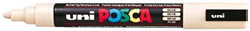 Uni Posca PC-5M Farbstift, beige, Farbiger Marker, Stifte, 2,5 mm (mittlere Spitze), schreibt auf jeder Oberfläche - Metall Glas Holz Stoff Kunststoff Stein (1 Stück) von POSCA