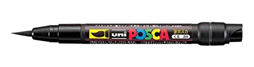 Uni Posca PCF-350 Schwarz gehaltene Paint Marker 0,1 mm - 10 mm Schreibspitze Feder B rste schreibt auf jedem Untergrund Wood Plastic Stoff Glas Metall Stone (1 Stück) von POSCA