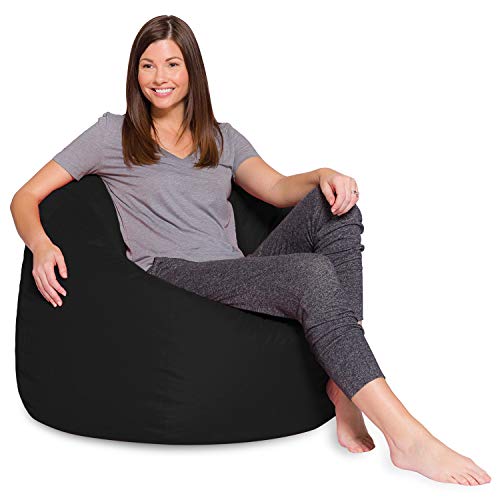 Großer bequemer Sitzsack: Posh große Sitzsäcke mit abnehmbarem Bezug für Kinder, Jugendliche und Erwachsene – Polyester-Tuch Puff Sack Liege Möbel für alle Altersgruppen – 89,9 cm – massives Schwarz von Posh Creations