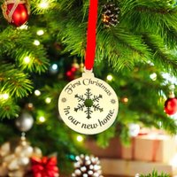 Personalisierte Weihnachtskugel, 40 Mm Flache Edelstahldekoration, Individuell Gravierte Verzierung Mit Optionaler Schleife von PoshPawsPetTagsUK
