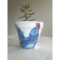 Hahn Tontopf-15, 5 cm, Blauer Hahn, Geschenke, Decoupage Topf, Terrakotta Tontopf, Indoor Pflanzer, Geschenke Hahn Tontopf-15, 5 cm, Blauer Hahn, Geschenke, Decoupage Topf, Terrakotta Tontopf, Indoor Pflanzer, Geschenke von PoshPotsParlor