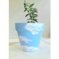 Sky Terrakotta Topf-4, 5 Zoll, Himmel, Erde Dekor, Himmel Kunst, Wolke Housewarming Geschenk, Tontopf, Topf, Indoor Blumentopf von PoshPotsParlor