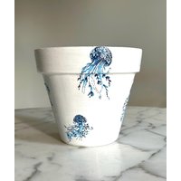 Quallen Übertopf 15, 5 cm, Quallen-Blumentopf, Ocean-Pflanzgefäß, Strand-Dekor, Ocean Geschenke, Strand-Haus Geschenk, Decoupage-Töpfe von PoshPotsParlor